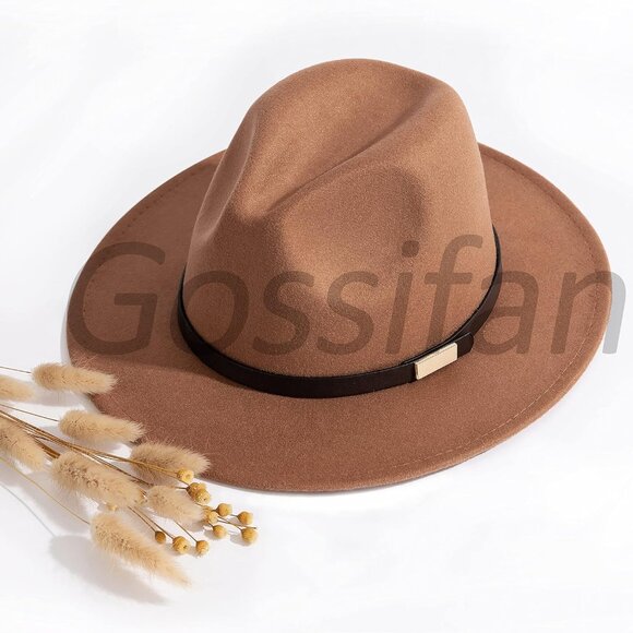 Fedora Hats for Men Wide Brim Panama Hat with Classic Belt - Picture 5 of 6